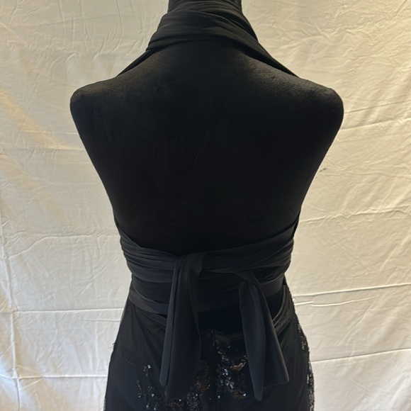 NWOT Sexy Black Dress Floral Printed Mesh Patchwork Bodycon Dress - Picture 13 of 14